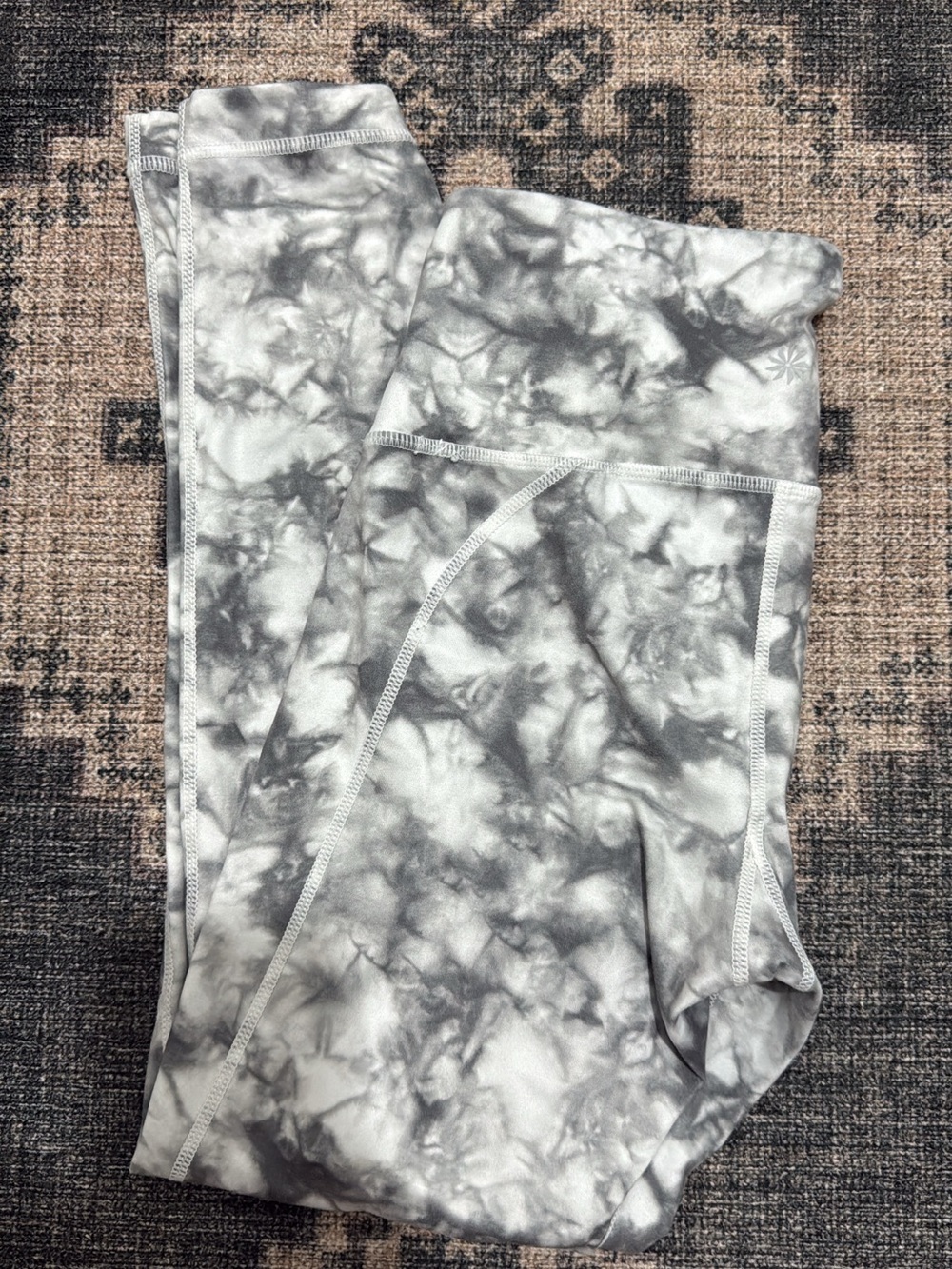 Athleta Marble-Effect High-Rise Leggings in Gray and White